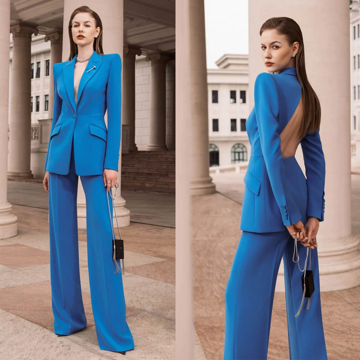 Women Formal Wear For Graduation - Sexy Damen-Blazer-Anzüge mit offenem Rücken, Modenschau,