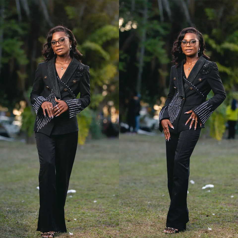 Unique Women'S Formal Wear - Einzigartiges Design Perlen-Verzierte Damenhosenanzüge Maßgeschneiderte Street-Power