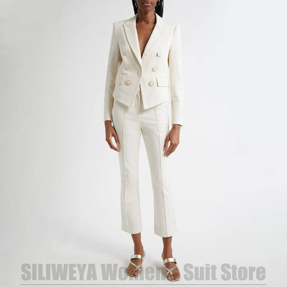 Women Formal Wear For Meeting - Damenanzug, 2-teilig, modisch, zweireihig, einfarbig, Outfit,