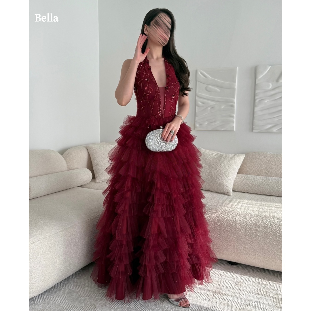 Women Formal Wear For Graduation - Bella Maßgeschneiderte Satin Off-Shoulder Perlenbesetzte Ballkleider