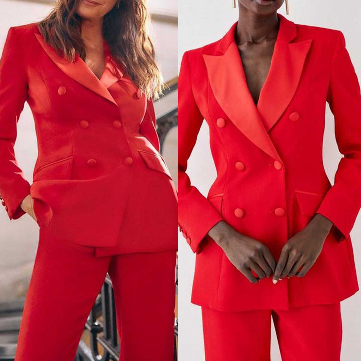 Women Formal Wear For Graduation - Formelle rote Damenhosenanzüge nach Maß, schmal