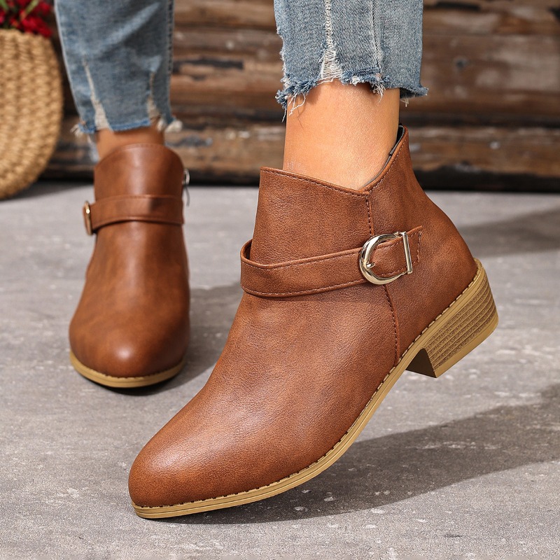 Formal Wear Women Us - Damen Herbst-Winter Stiefeletten mit Seitenreißverschluss, Blockabsatz,