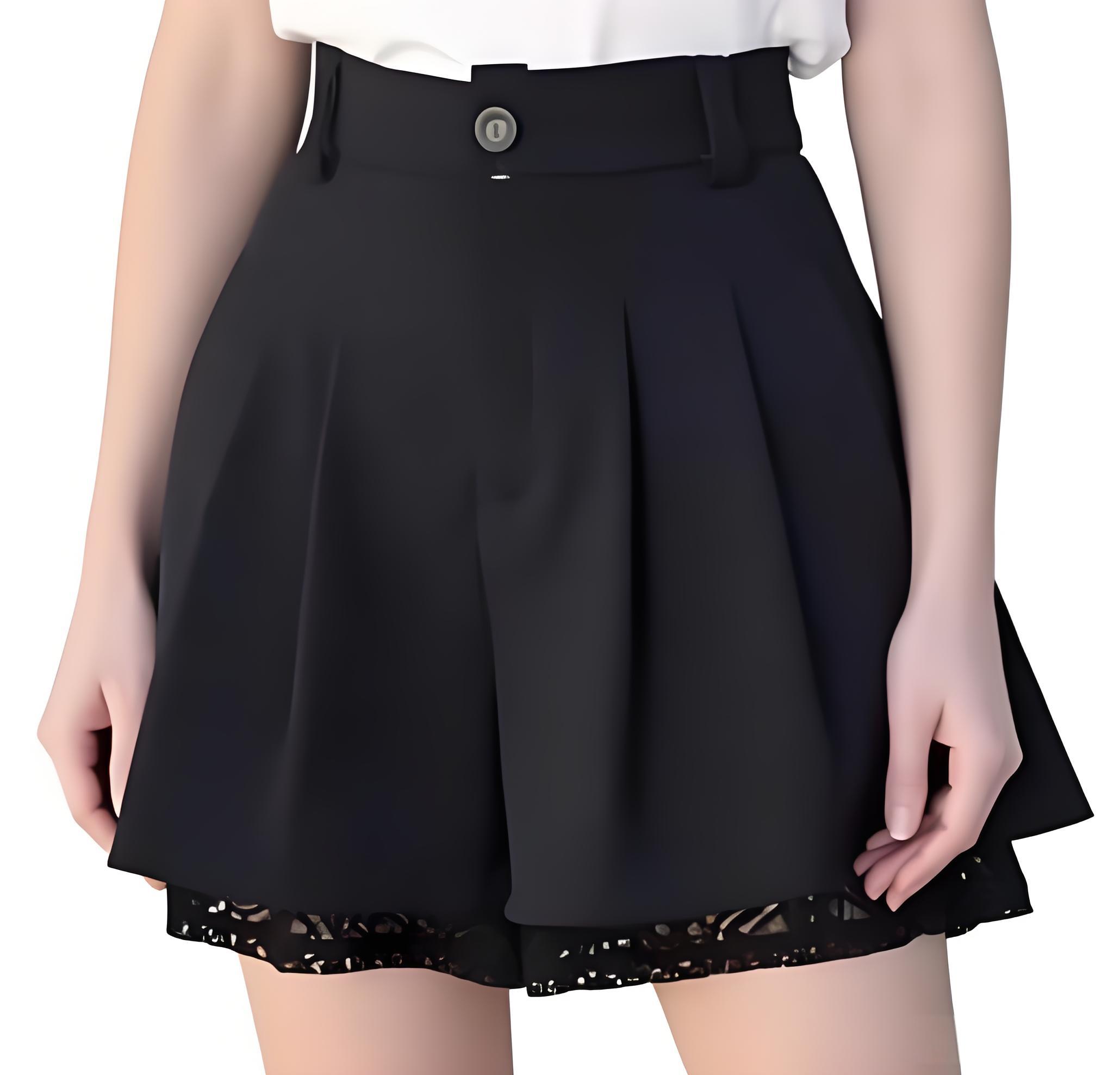 Formal Wear Women Us - Damen High-Waist Anzughose Culottes mit Falten