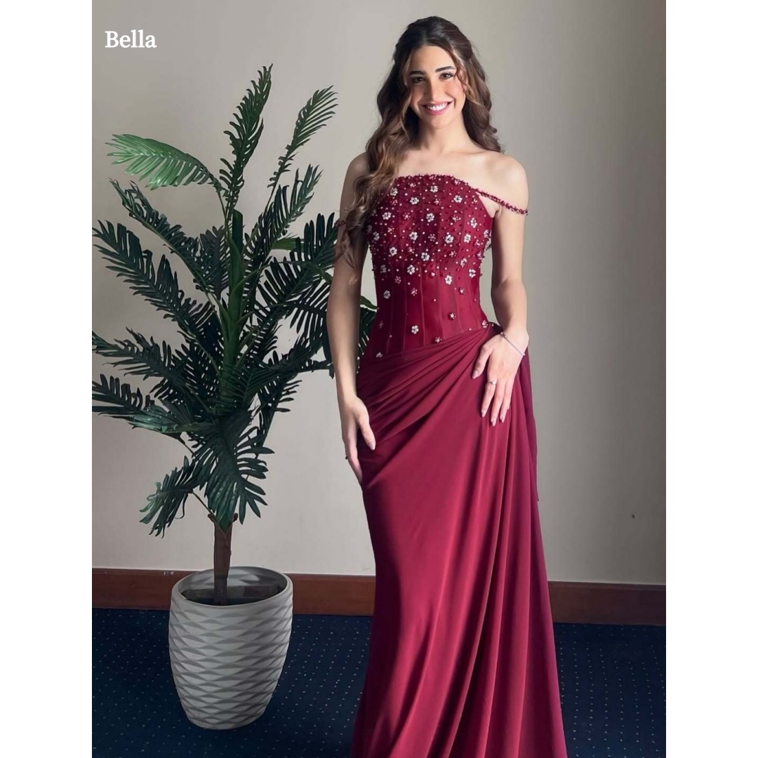 Women Formal Wear For Graduation - Bella Maßgeschneiderte Satin Off-Shoulder Ballkleider Partykleider