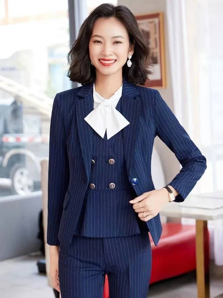Mode Gestreifte Formale Anzüge – Women Formal Wear Interview Bewertung und Preis