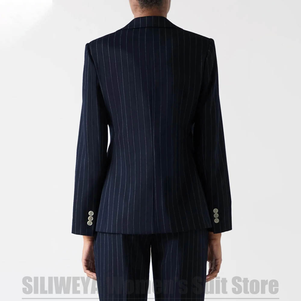 Marineblauer gestreifter Anzug – Women Formal Wear For Meeting Bewertung und Preis