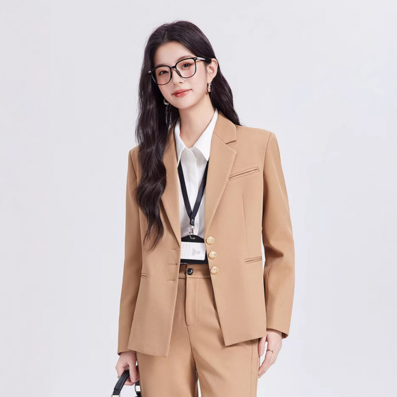 Khakifarbenes Damenanzug-Set,  – Women Formal Wear Interview Bewertung und Preis